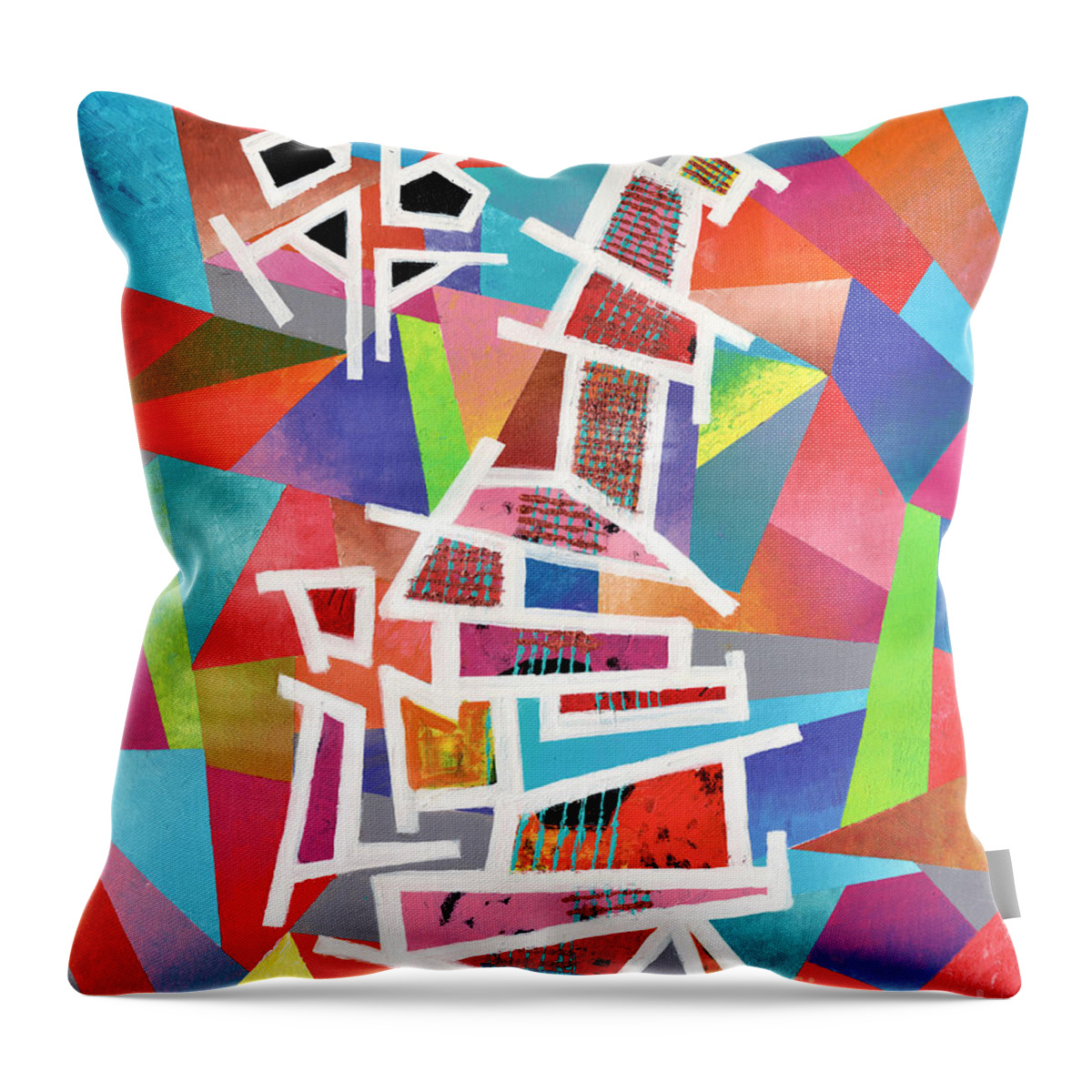 Fractured Throw Pillow featuring the painting Fractured Instrument Of Love by Jeremy Aiyadurai