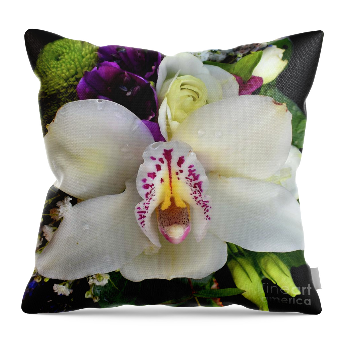 Nature Throw Pillow featuring the photograph Fragrance of White Orchid 002 by Leonida Arte