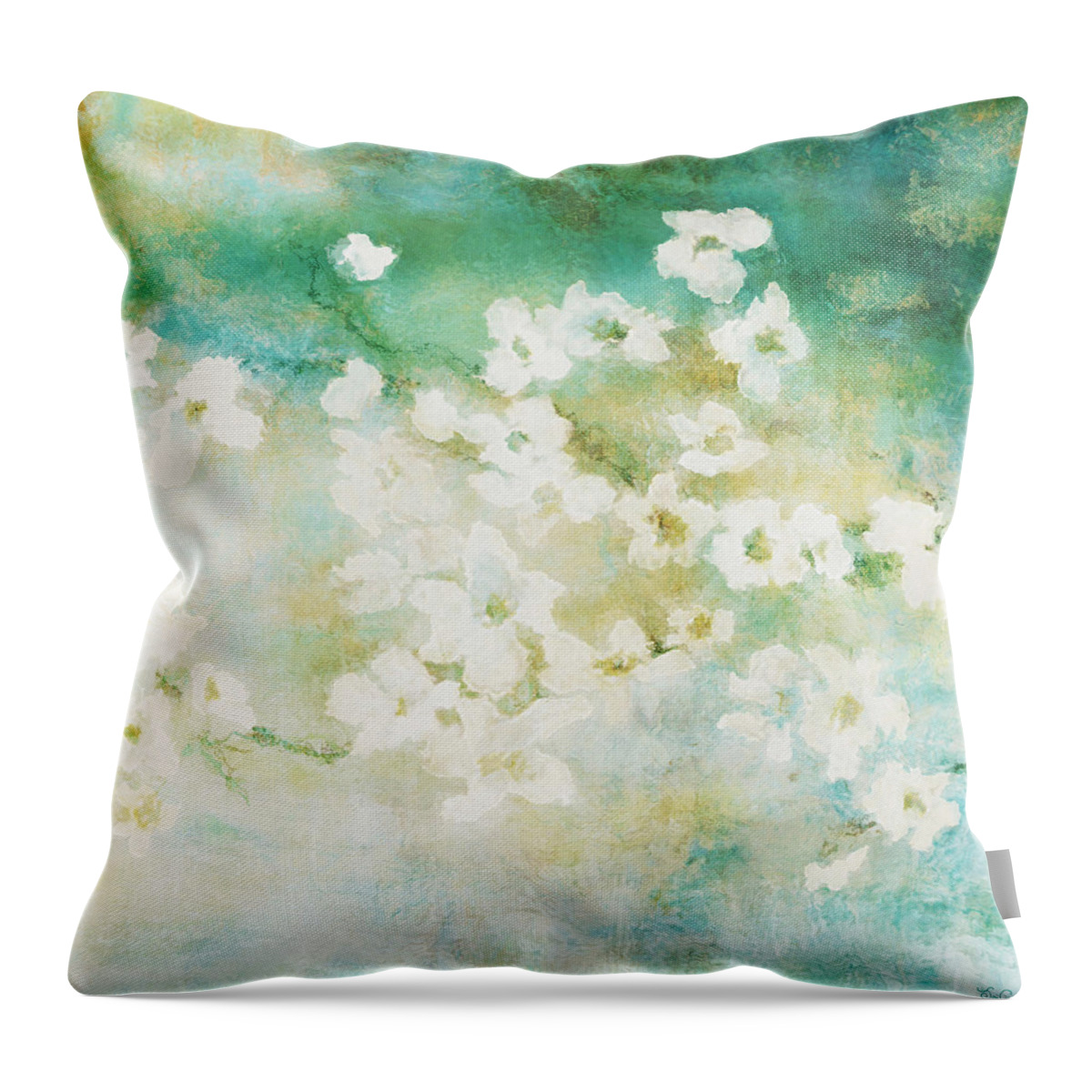 Flower Art Throw Pillow featuring the painting Fragrant Waters - Abstract Art by Jaison Cianelli