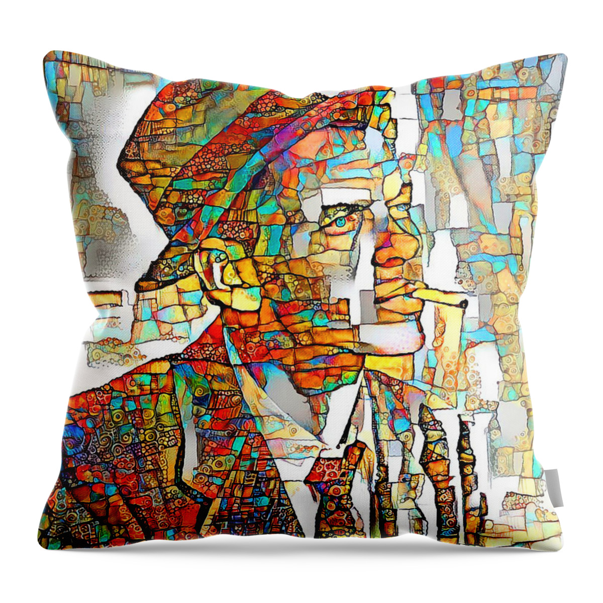 Wingsdomain Throw Pillow featuring the photograph Frank Sinatra in Vibrant Playful Whimsical Colors 20200524 by Wingsdomain Art and Photography