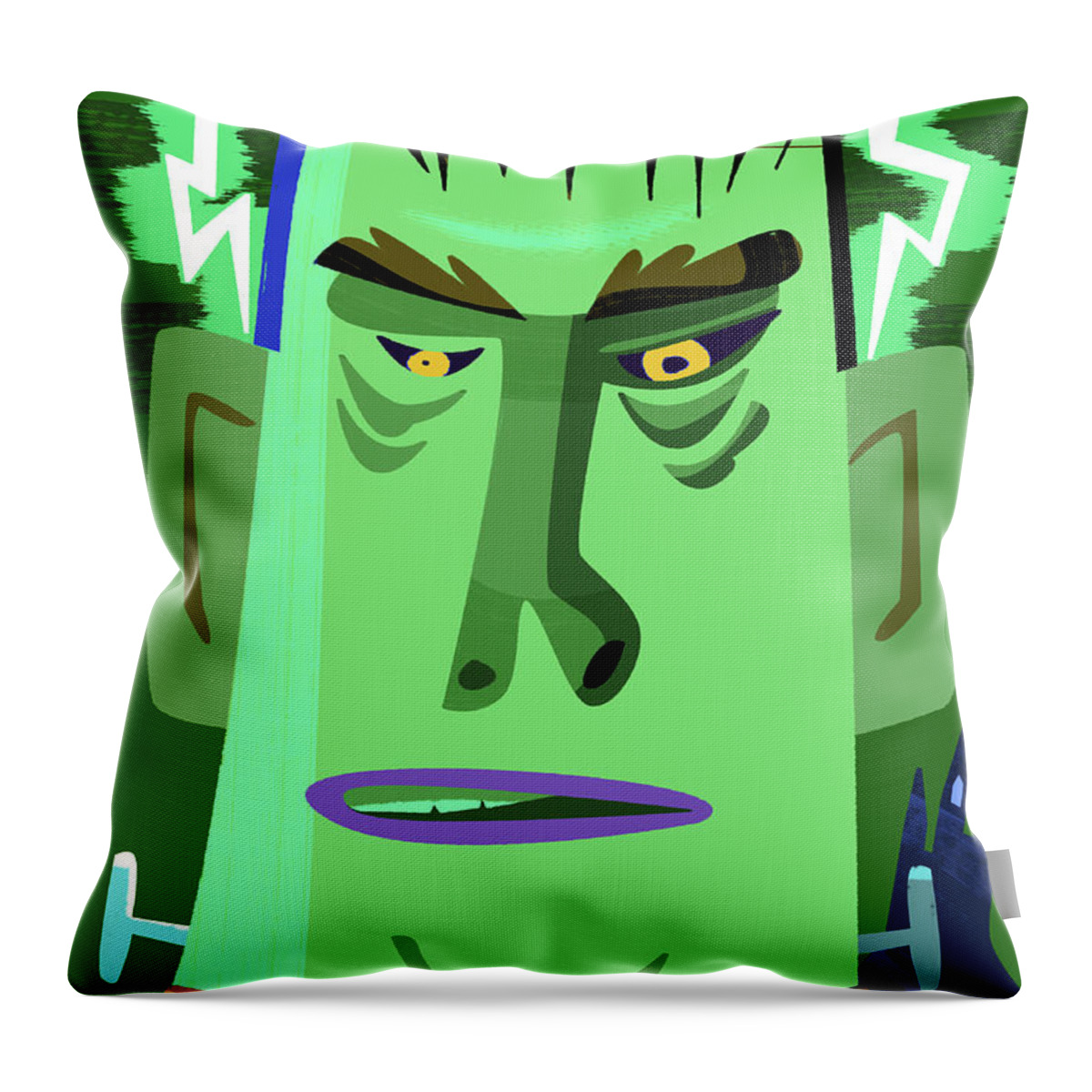Frankenstein Throw Pillow featuring the digital art Frankenstein by Alan Bodner
