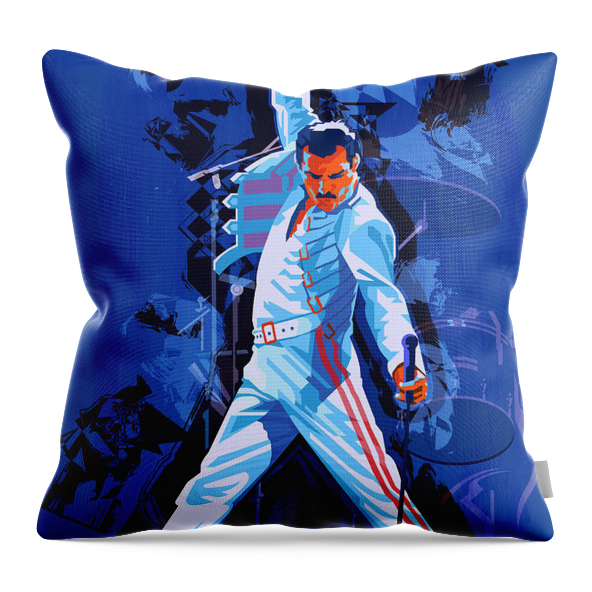 Freddie Mercury Illustration Throw Pillow featuring the digital art Freddie Mercury Illustration by Garth Glazier