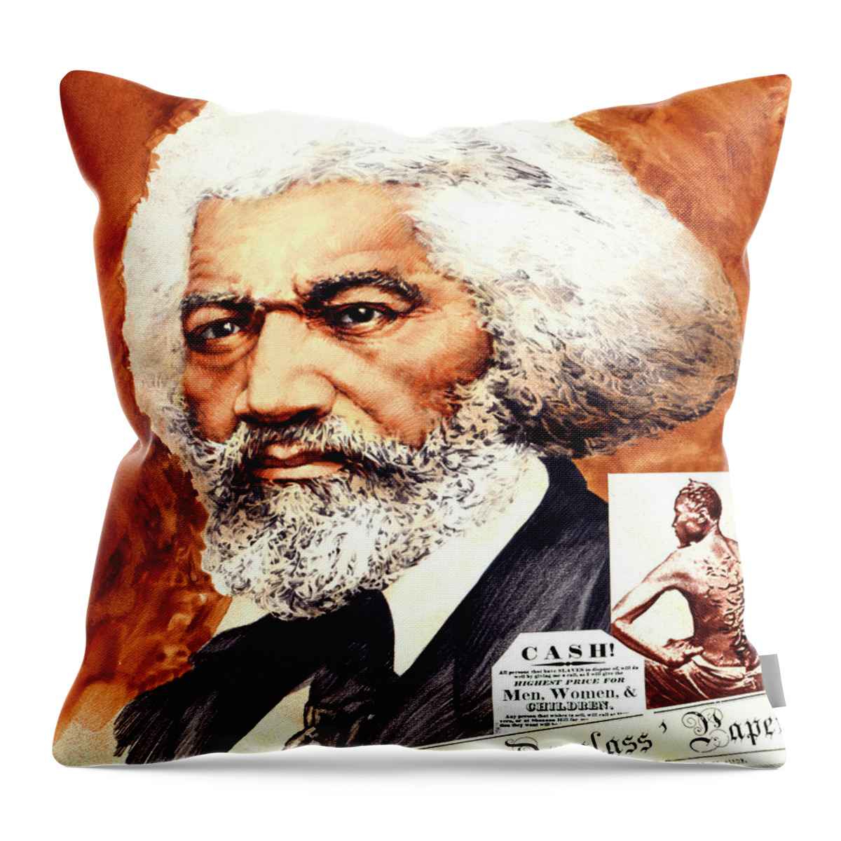 Chris Calle Throw Pillow featuring the painting Frederick Douglass by Chris Calle
