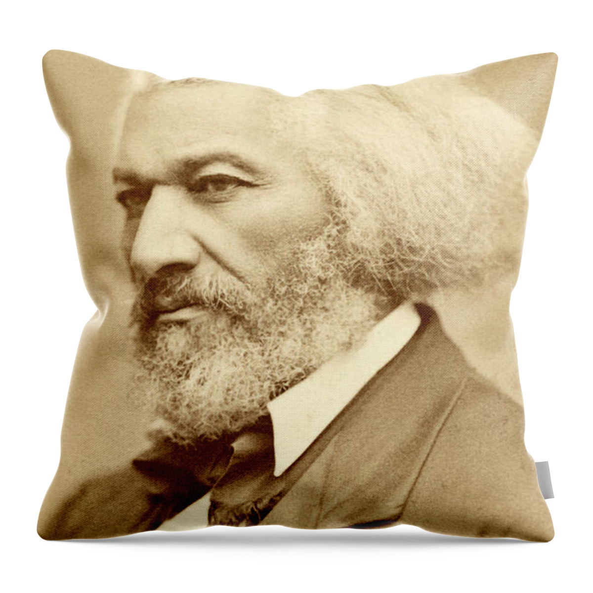 Frederick Throw Pillow featuring the photograph Frederick Douglass - Sepia by David Hinds