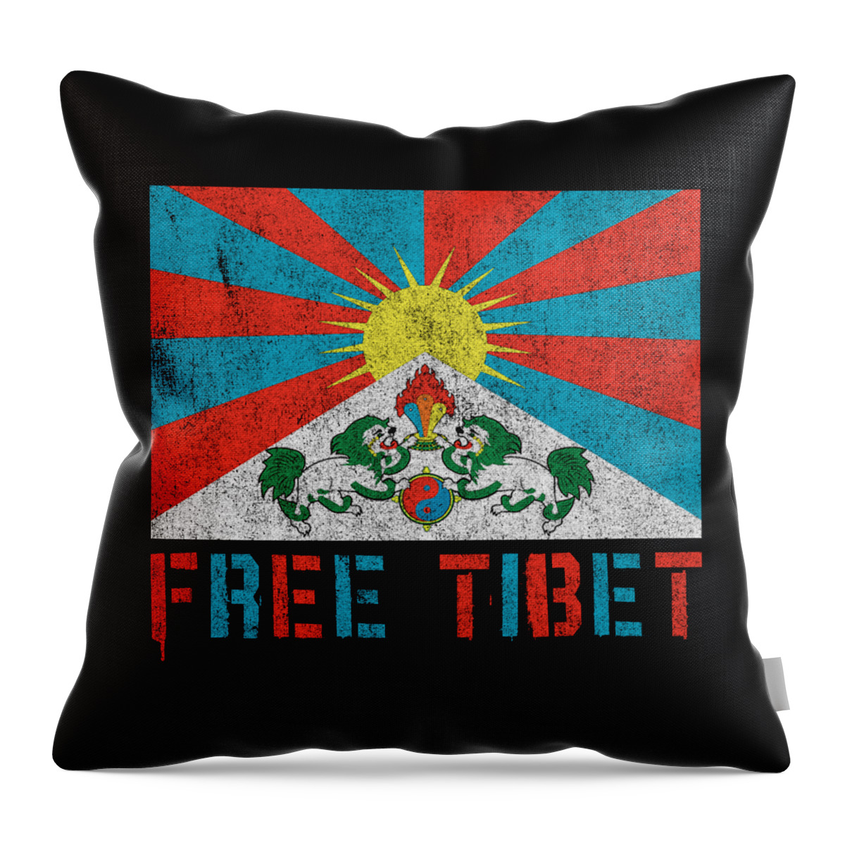 Funny Throw Pillow featuring the digital art Free Tibet by Flippin Sweet Gear
