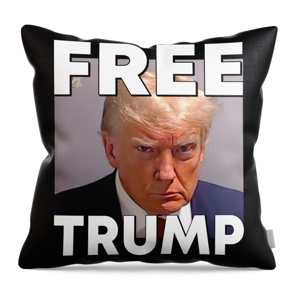 Cool Throw Pillow featuring the digital art Free Trump Mugshot by Flippin Sweet Gear