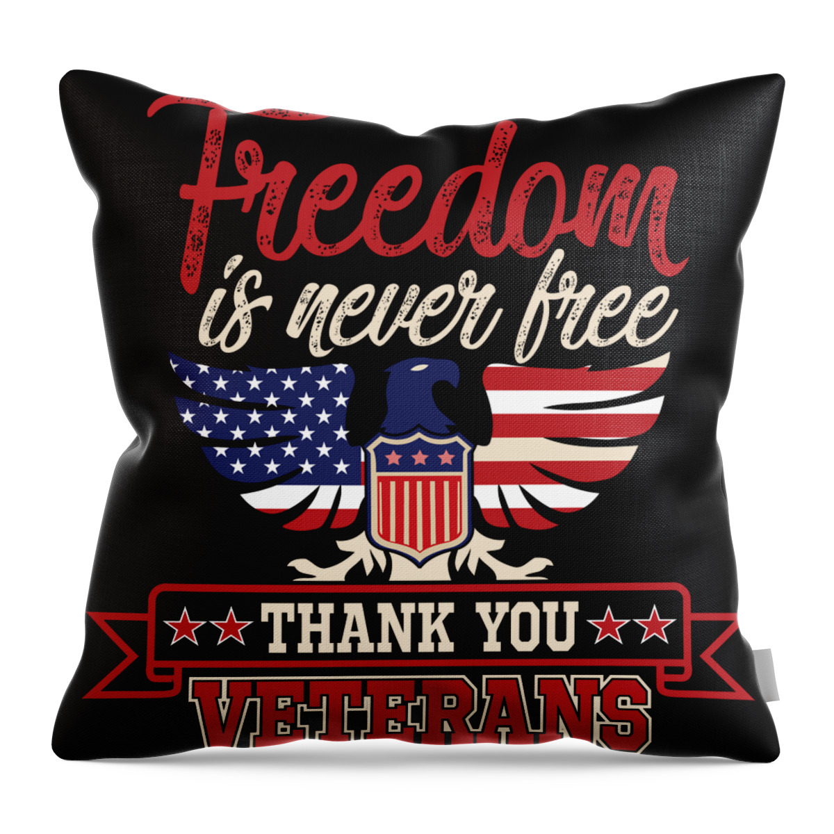 Thank You Throw Pillow featuring the digital art Freedom Is Never Free Thank You Veterans by Jacob Zelazny