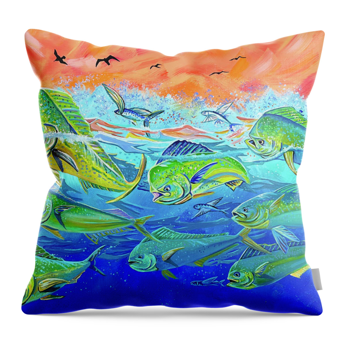 Fish Throw Pillow featuring the painting Frequent Flyers by Mark Ray