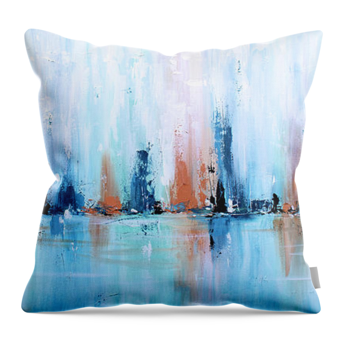 Abstract Throw Pillow featuring the painting Fresh Water Abstract Painting - horizontal by Annie Troe