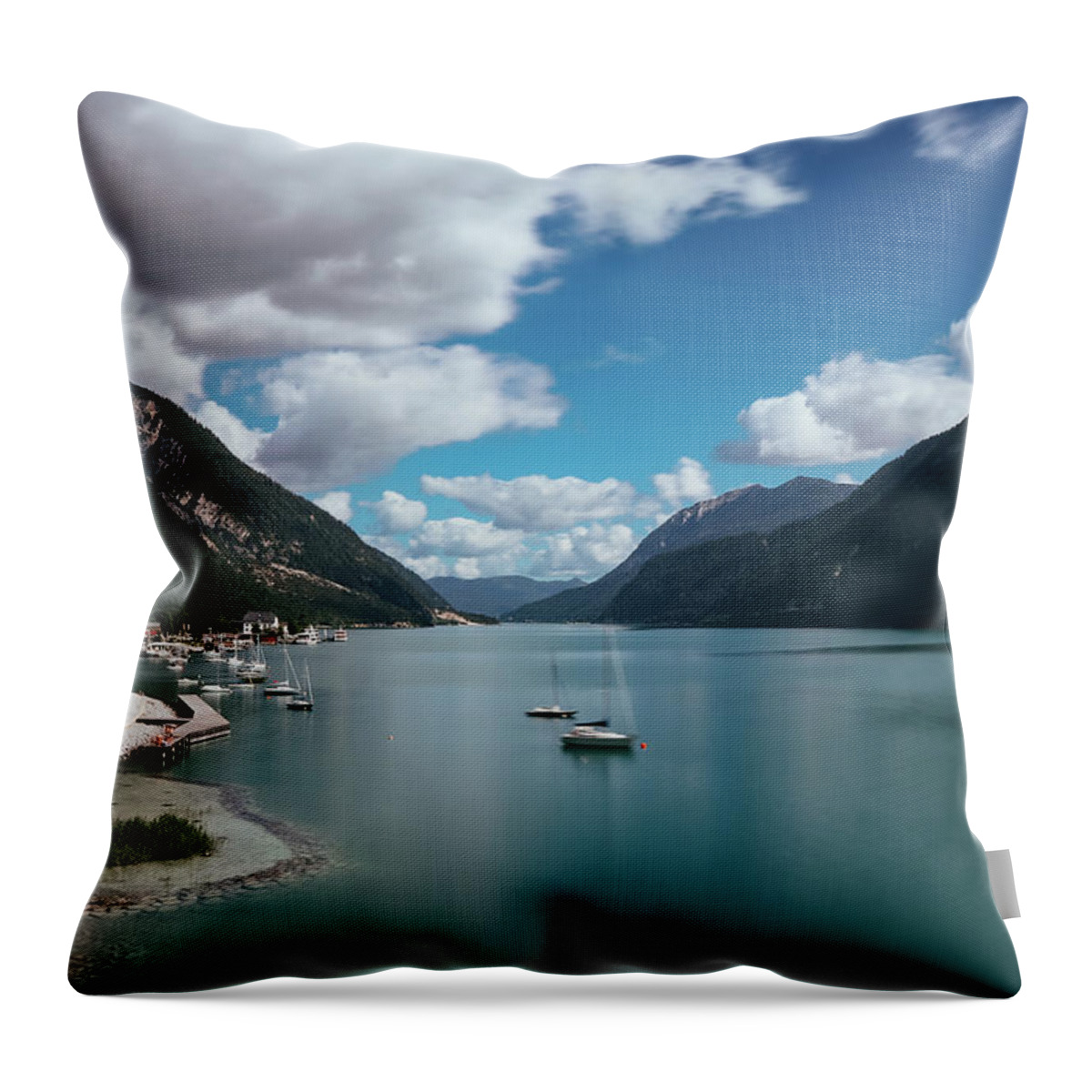Landscapes Throw Pillow featuring the photograph Freshwater lake Achensee by Vaclav Sonnek