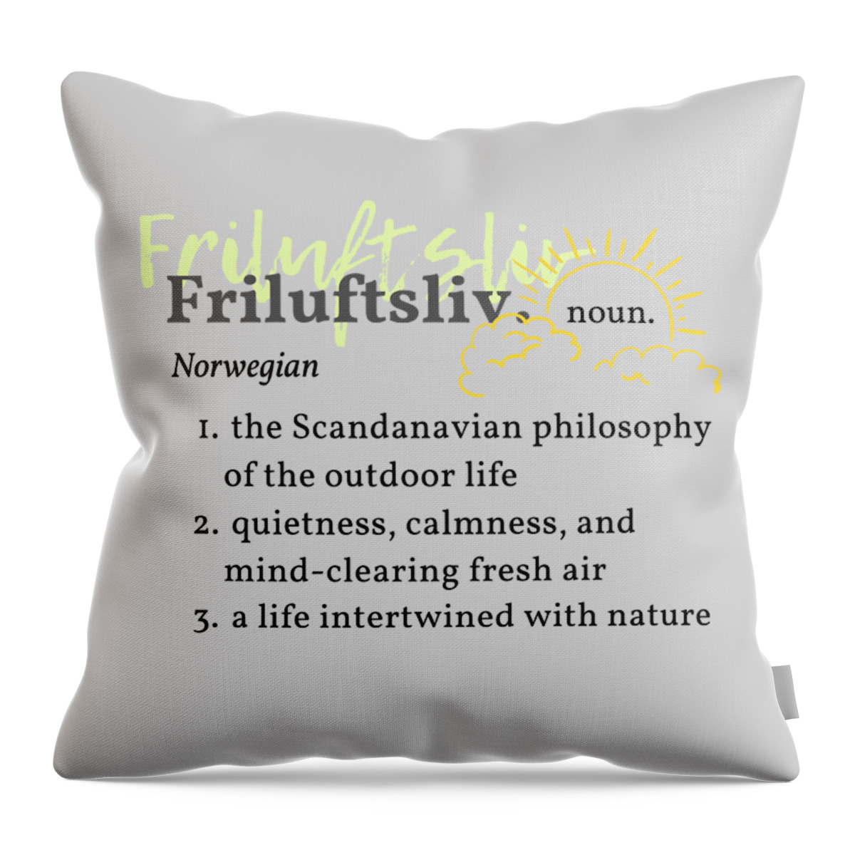 Outdoorsy Throw Pillow featuring the digital art Friluftsliv - The Scandinavian Philosophy of the Outdoor Life by Christie Olstad