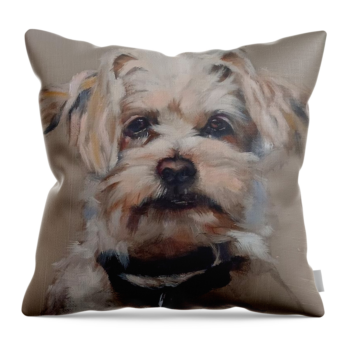 Dog Throw Pillow featuring the painting Fritzy by Jean Cormier