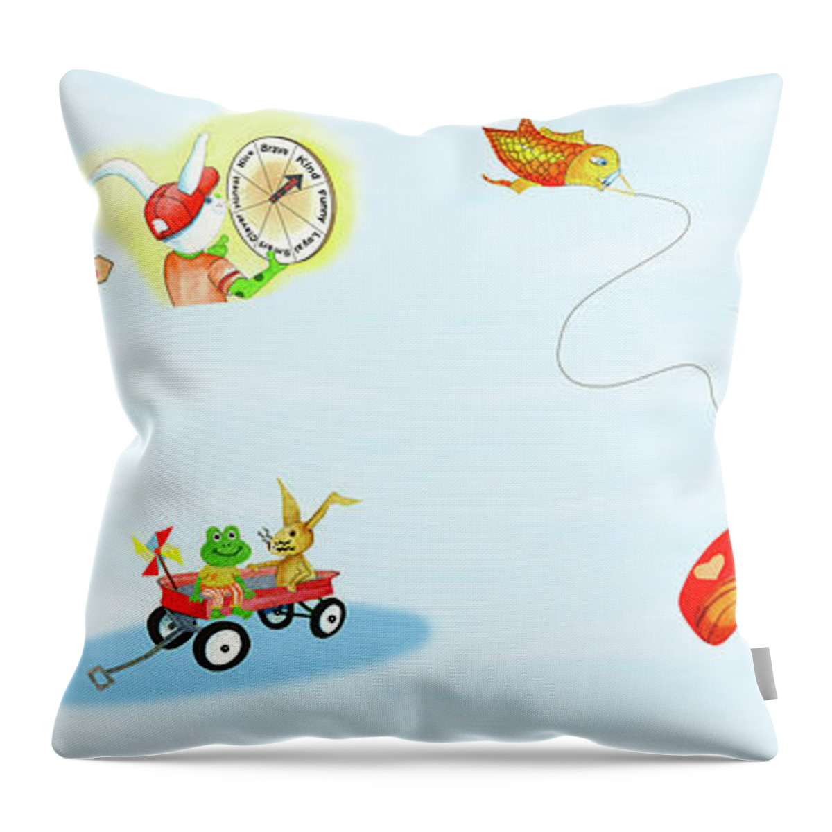 Children's Book Throw Pillow featuring the painting Frobbit's Family Detail by Phyllis London