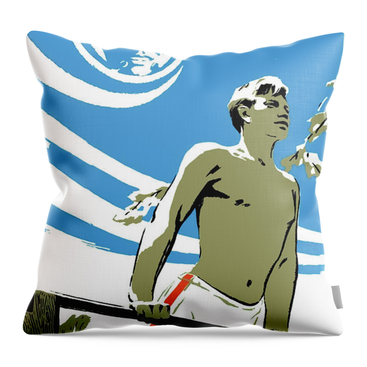 Gymnast Throw Pillow featuring the digital art From Gym to Space by Long Shot