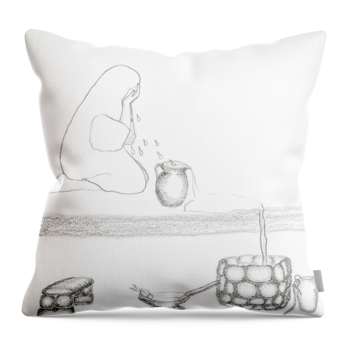 Sorrow Throw Pillow featuring the drawing From Sorrow To Springs by Karen Nice-Webb