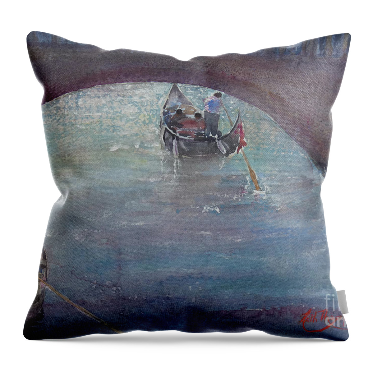 Venice Throw Pillow featuring the painting From the Bridge of Sighs by Keith Thompson