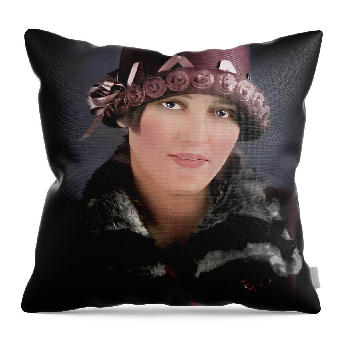 Woman Throw Pillow featuring the photograph From The Roaring Twenties... by Shelia Hunt