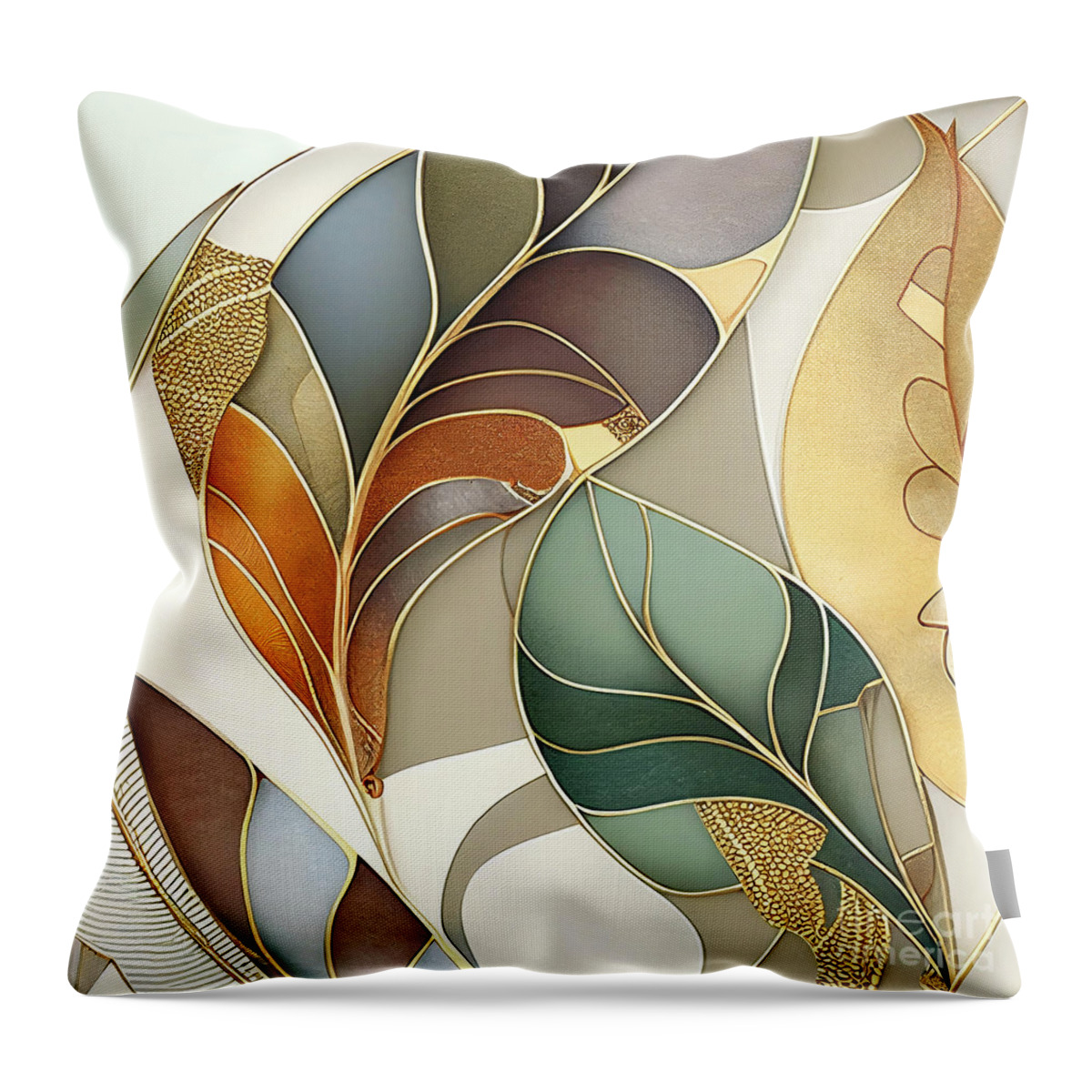 Art Nouveau Throw Pillow featuring the painting Fronds Nouveau III by Mindy Sommers