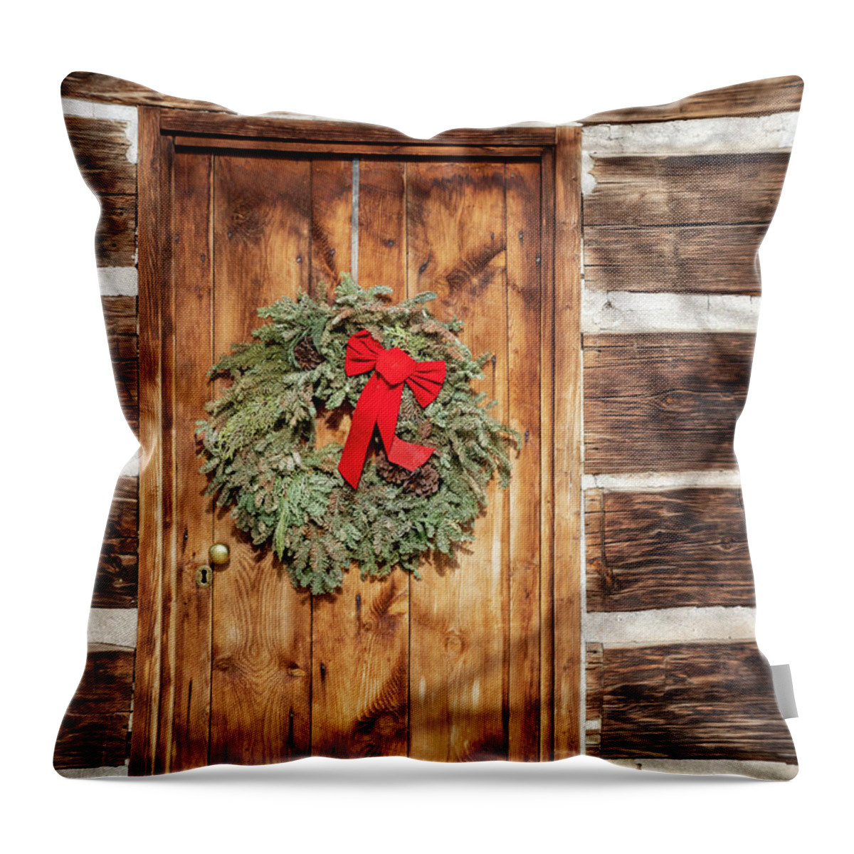 Littleton Museum Throw Pillow featuring the photograph Frontier Christmas by Jim West
