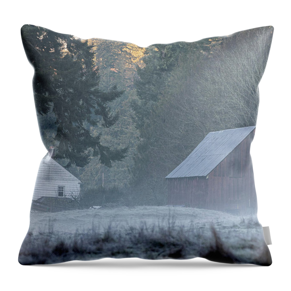 Frost Throw Pillow featuring the photograph Frosty Morning on the Farm by Randy Hall