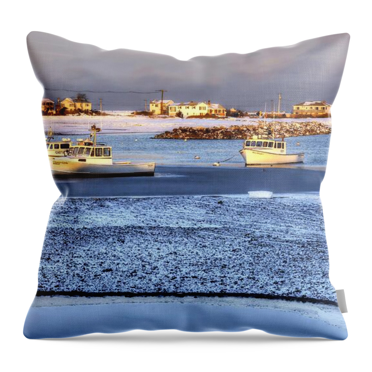 Rye Harbor Throw Pillow featuring the photograph Frozen Harbor by Steve Brown
