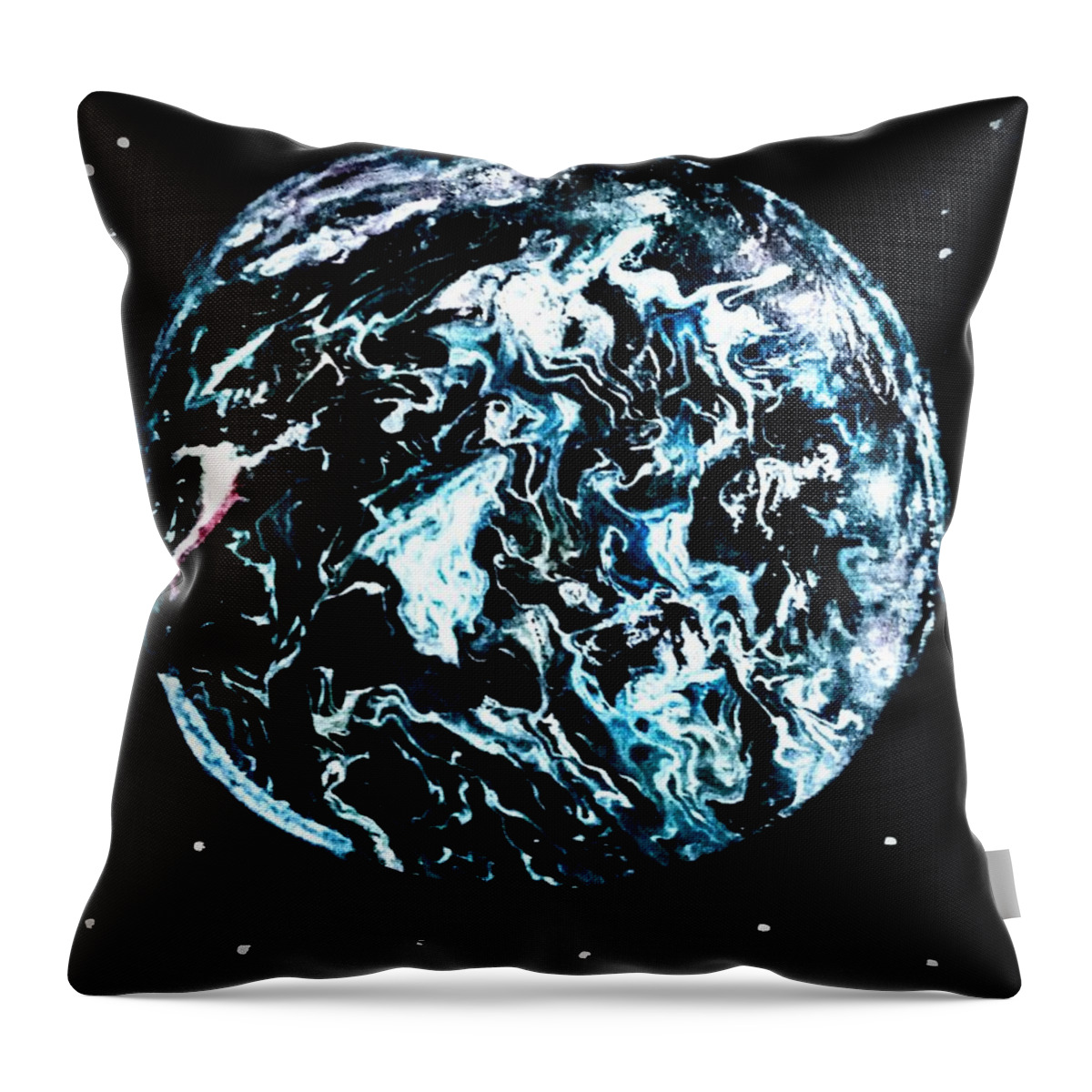 Frozen Throw Pillow featuring the painting Frozen planet by Anna Adams