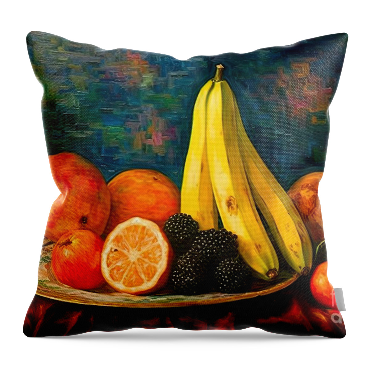 Fruits Throw Pillow featuring the painting Fruits Painting by N Akkash