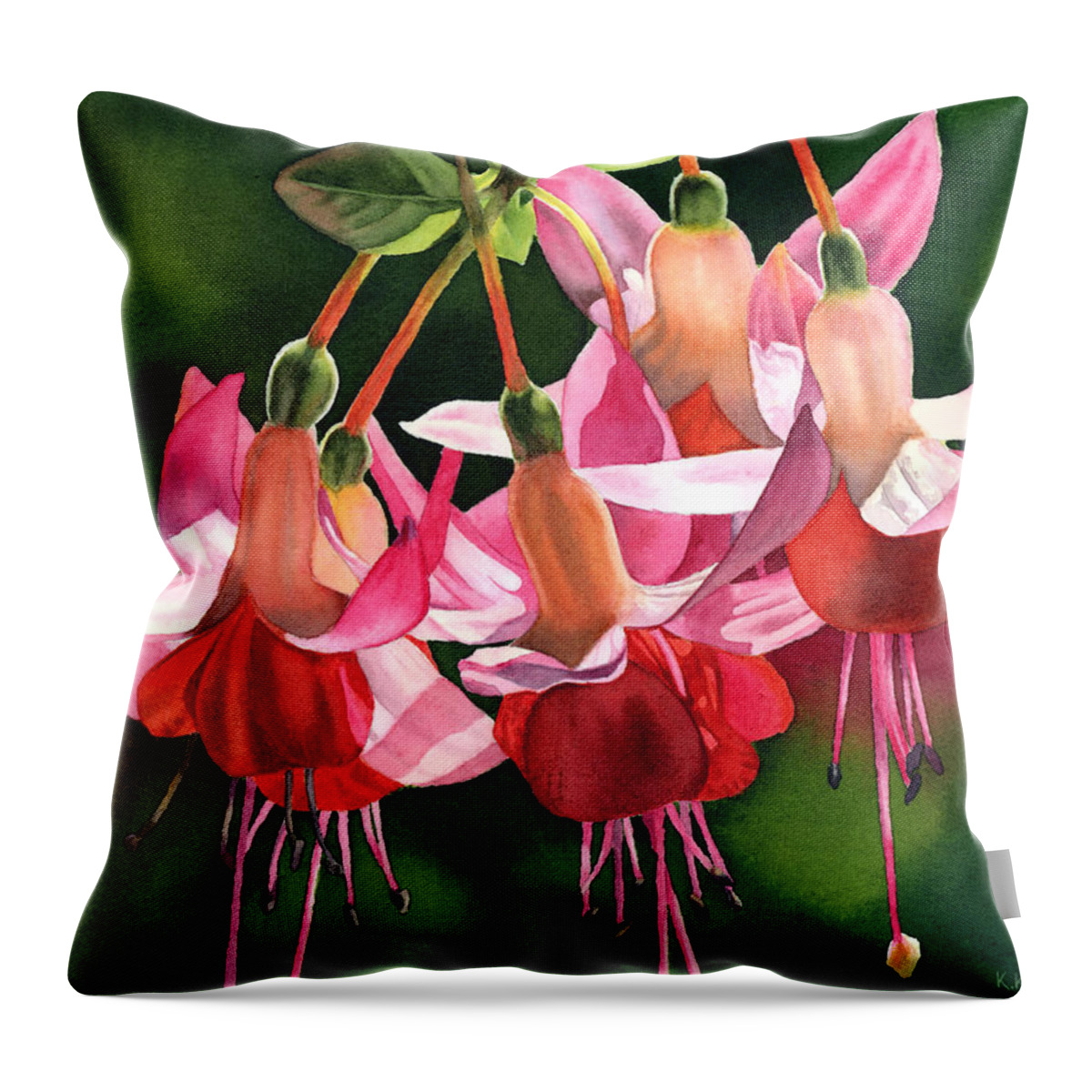 Fuchsia Throw Pillow featuring the painting Fuchsia by Espero Art