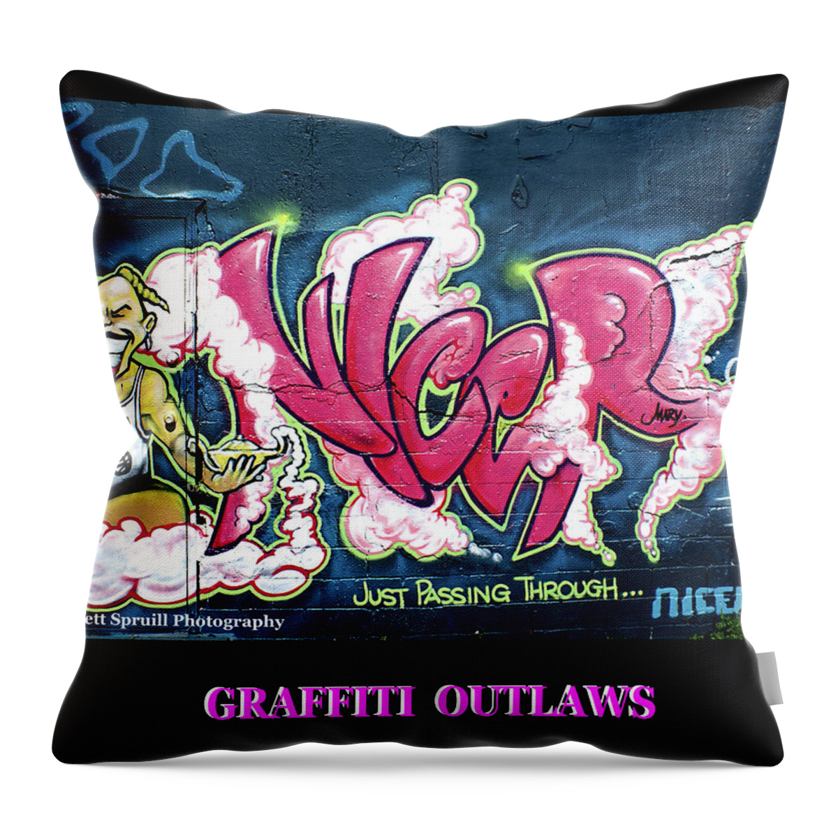Graffiti Throw Pillow featuring the photograph Fuck an Ordinance by Everett Spruill