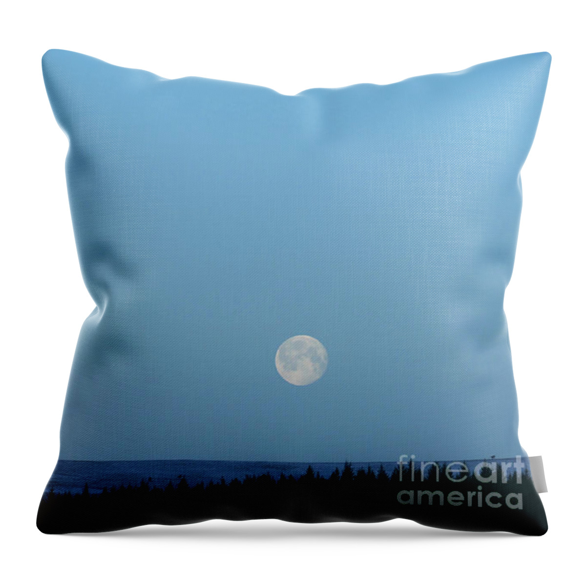 Full Moon Throw Pillow featuring the photograph Full Moon over Moorland at dusk by Phil Banks