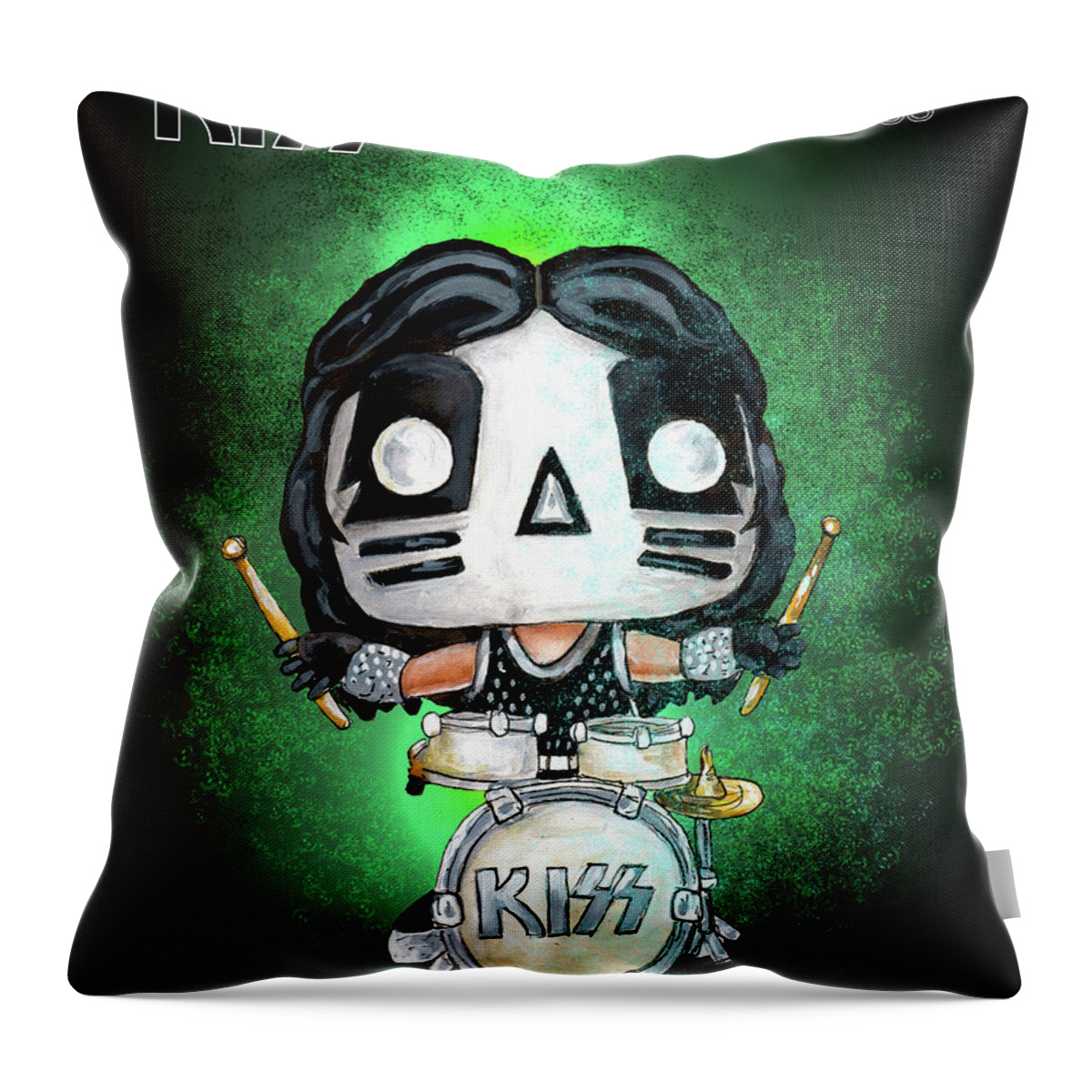 Music Throw Pillow featuring the painting Funko Peter Criss by Miki De Goodaboom