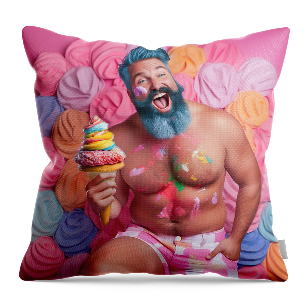 Gay Art Throw Pillow featuring the digital art Funny Gay Bear 2 by Mark Ashkenazi
