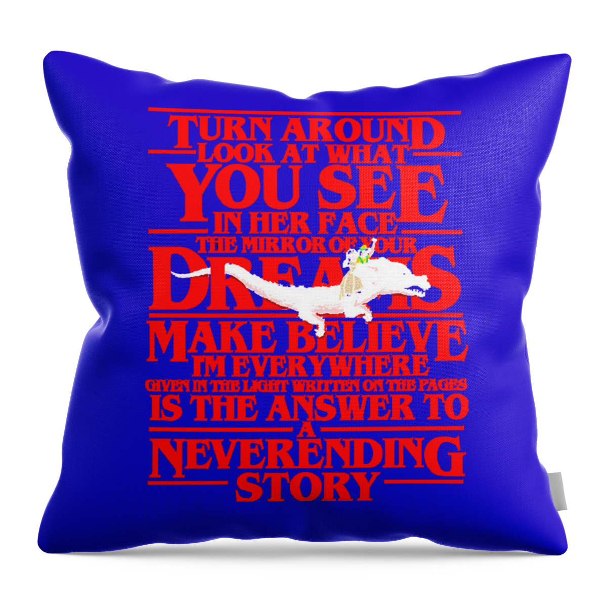 Neverending Story Throw Pillow featuring the digital art Funny Man The Answer To A Neverending Story Awesome For Music Fans by Mizorey Tee