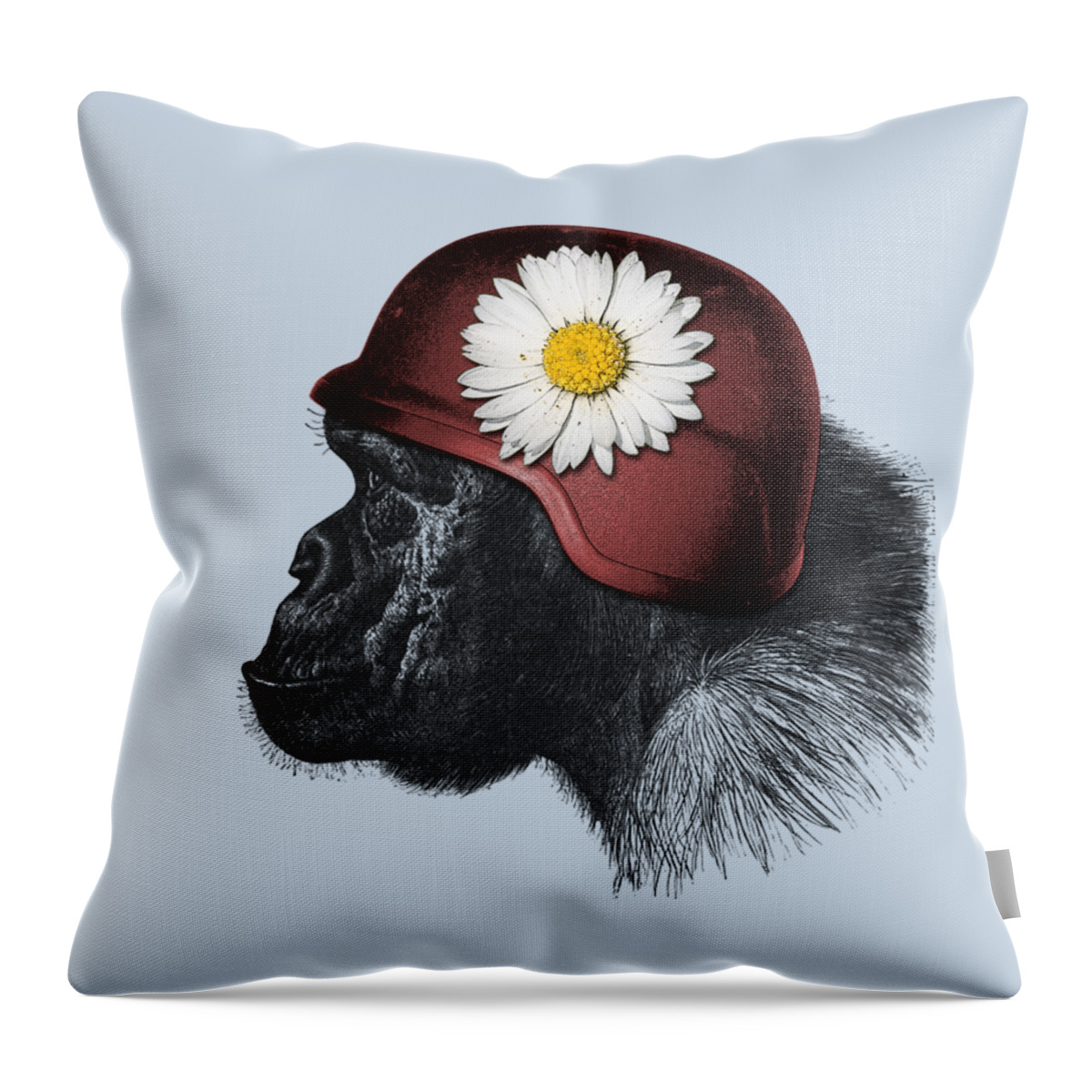 Chimp Throw Pillow featuring the digital art Funny Monkey Face by Madame Memento