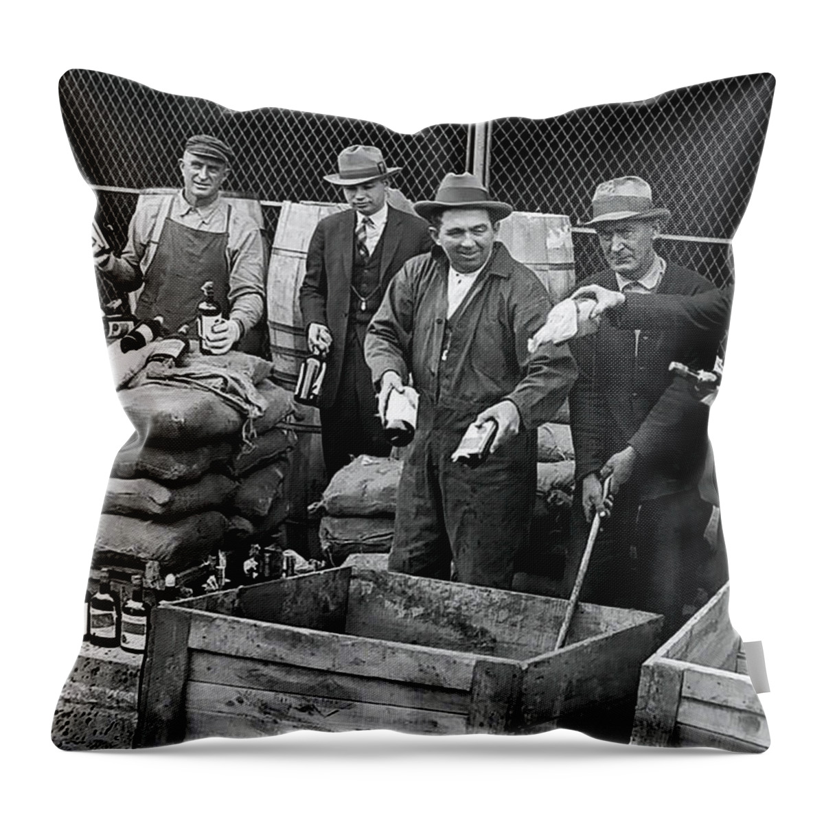 Prohibition. 20s Throw Pillow featuring the painting Funny Roaring Twenties No Prohibition Roaring 20s Gift Prohibition Liquor by Tony Rubino