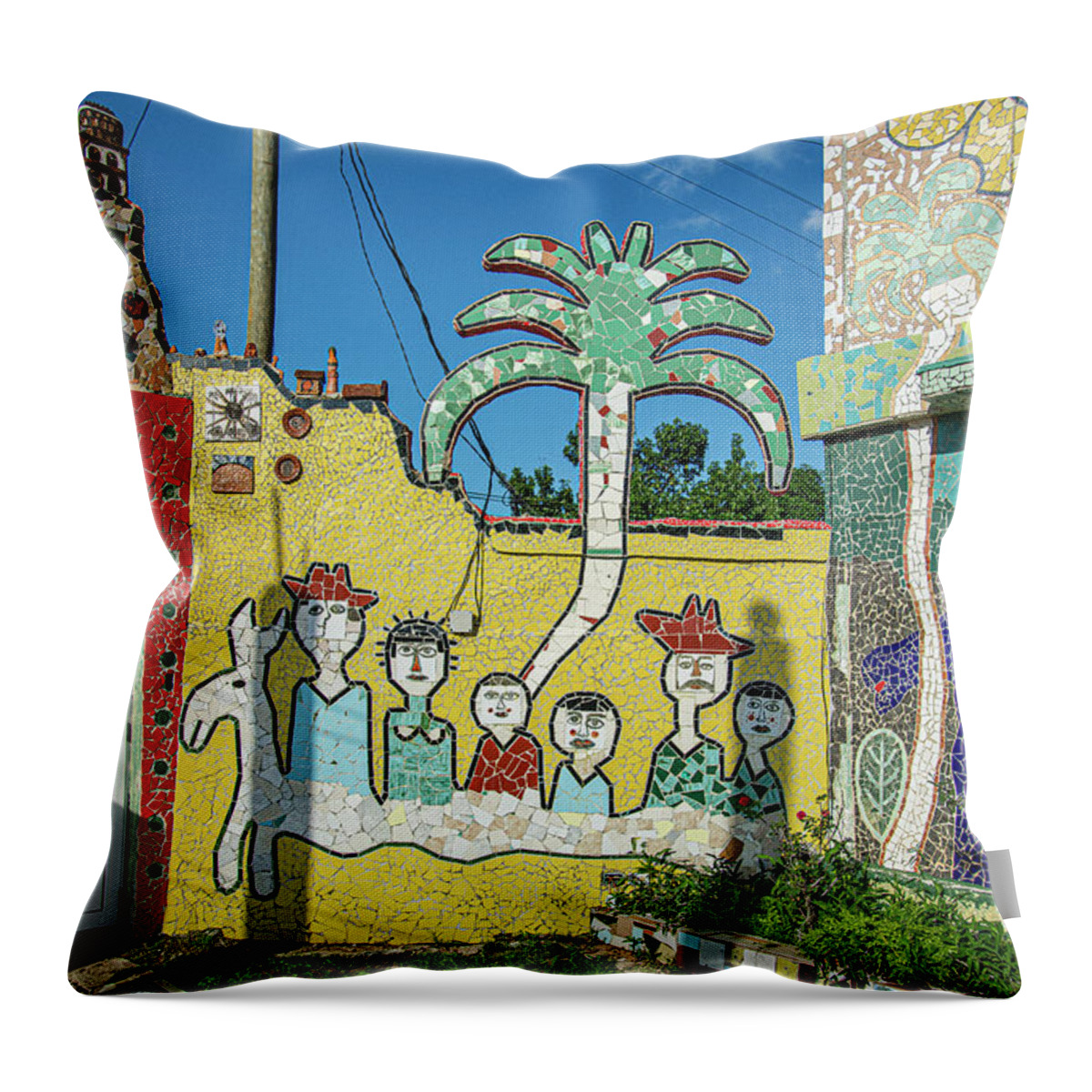 © 2015 Lou Novick All Rights Reversed Throw Pillow featuring the photograph Fusterlandia 13 by Lou Novick
