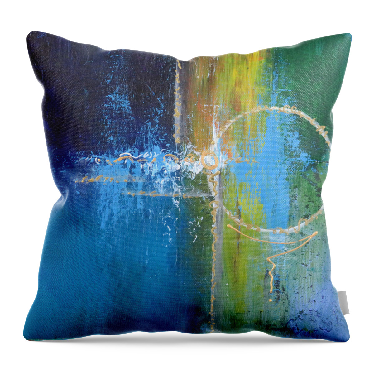 Abstract Throw Pillow featuring the painting Galactalinguatic by Raymond Fernandez