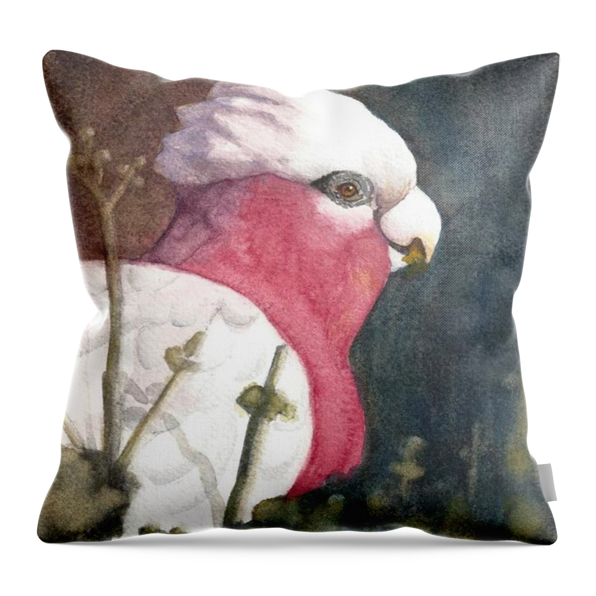 Bird Throw Pillow featuring the painting Gilaa, Wiradjuri - Galah by Vicki B Littell