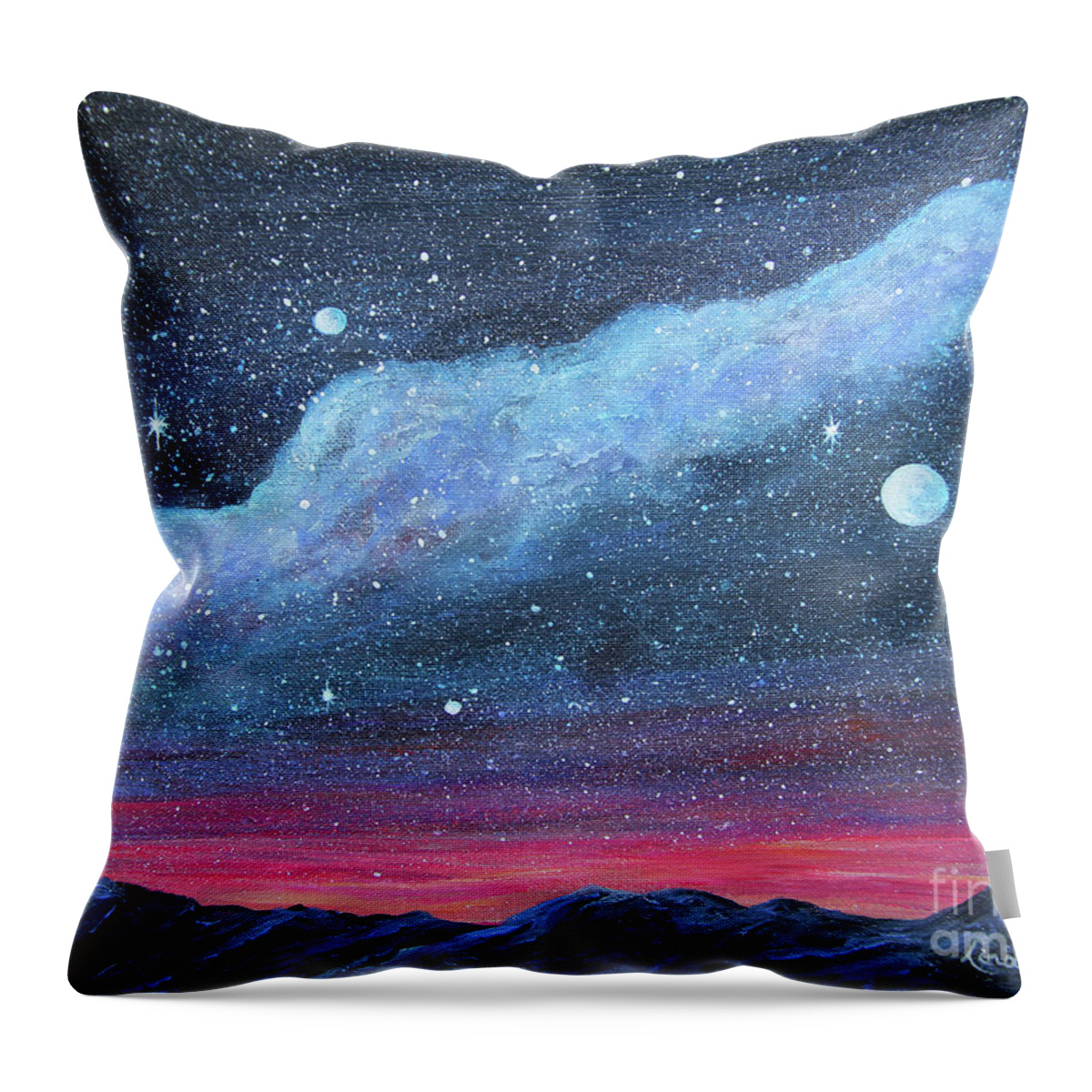 Acrylic Painting Throw Pillow featuring the painting Galaxy Wonder by Linda Goodman