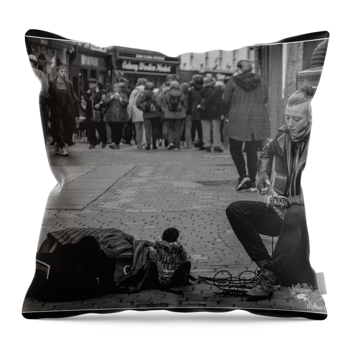 Busker Throw Pillow featuring the photograph Galway Busker by Regina Muscarella