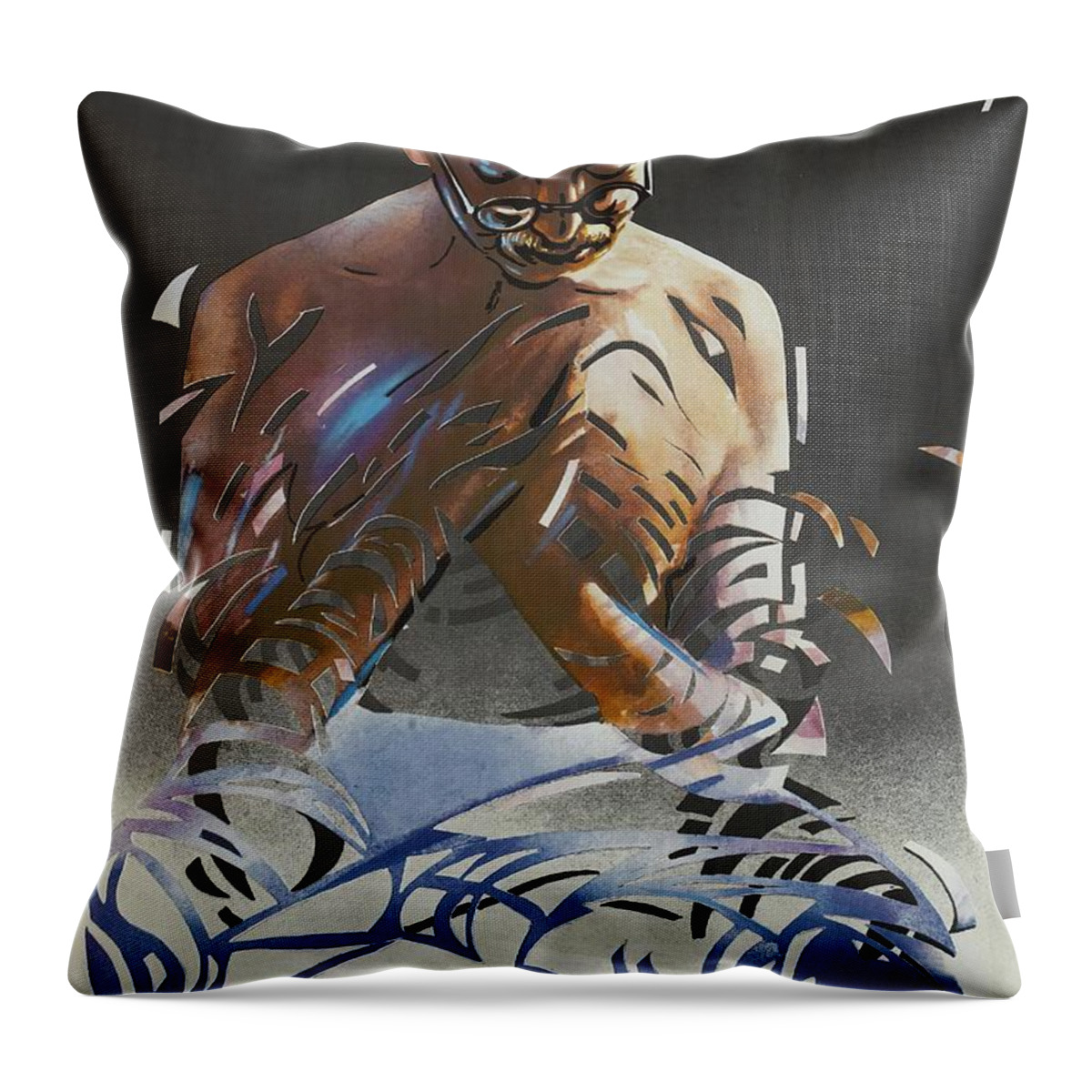 Woltman Throw Pillow featuring the mixed media ''Gandhi'', 1982 by Movie World Posters