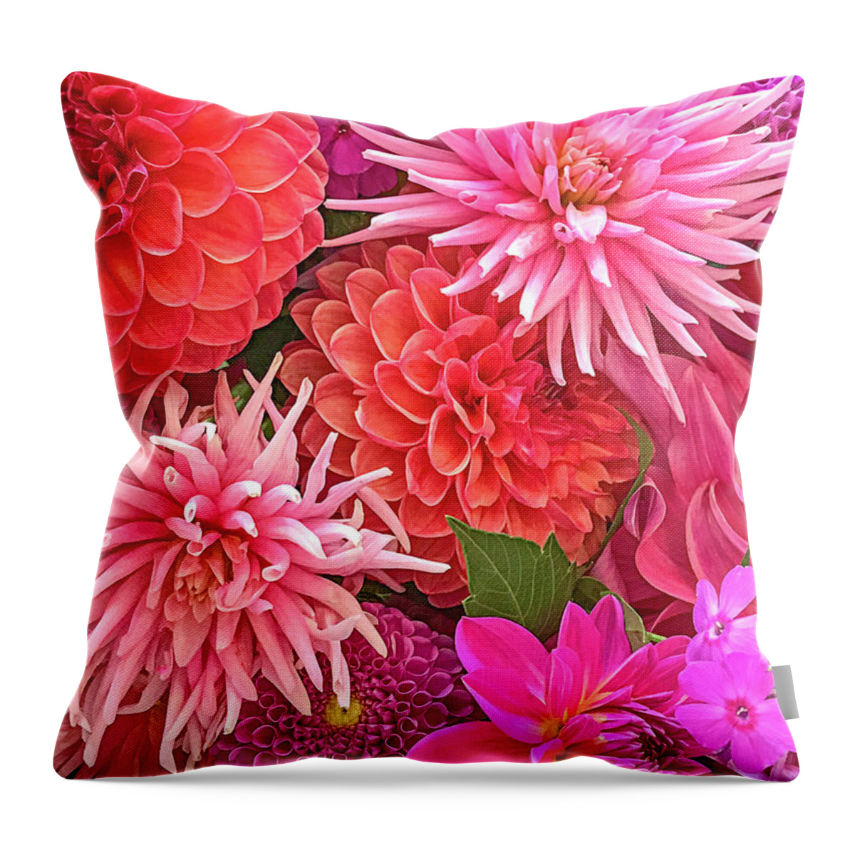 Dahlias Throw Pillow featuring the photograph Garden Beauties by Jill Love
