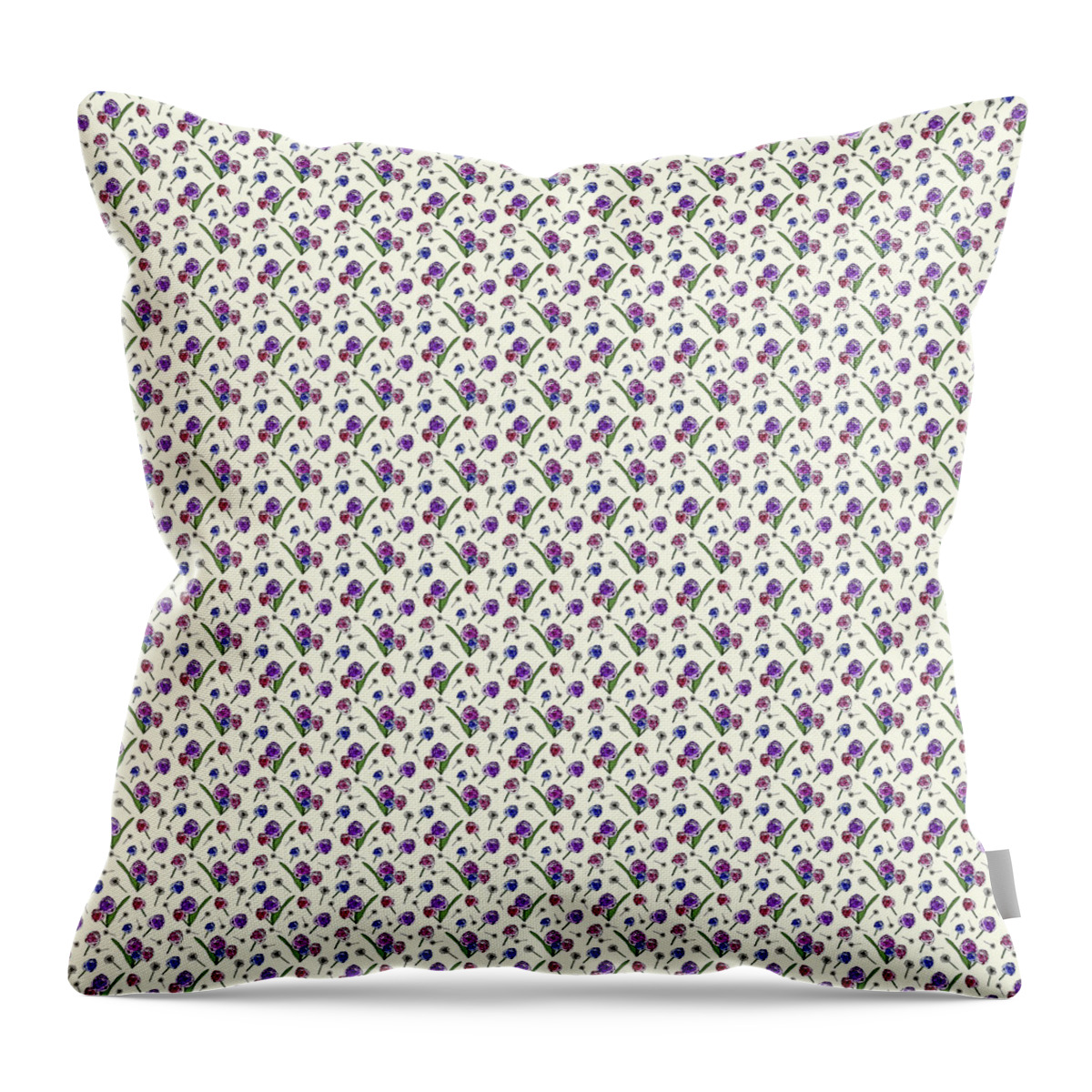  Throw Pillow featuring the digital art Garden Flowers Pattern - Medium Scale by Lisa Blake