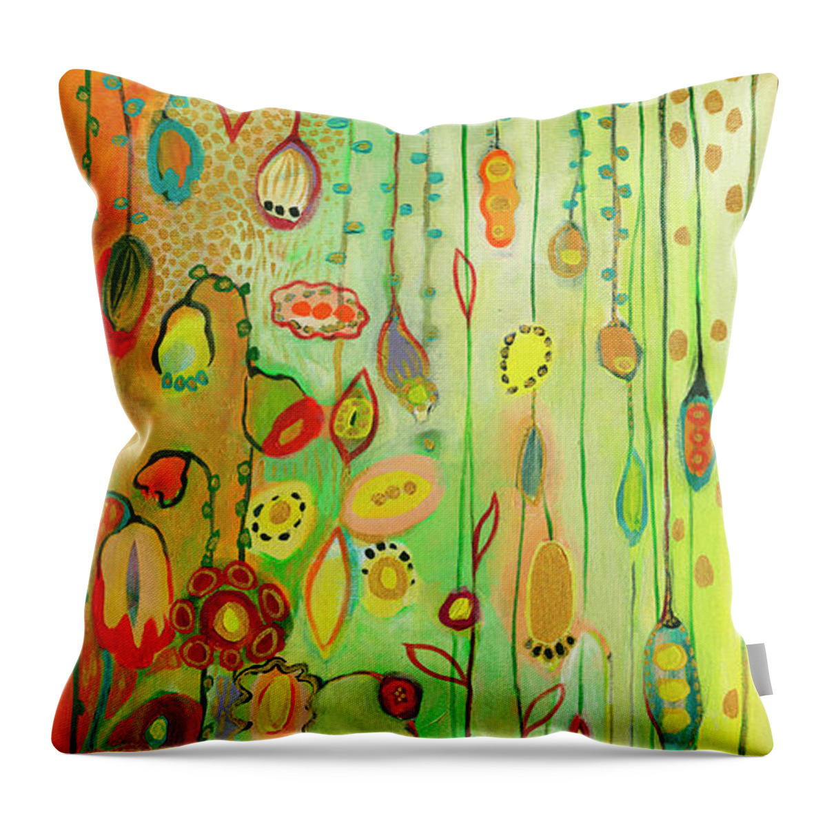 Garden Throw Pillow featuring the painting Garden Lights by Jennifer Lommers