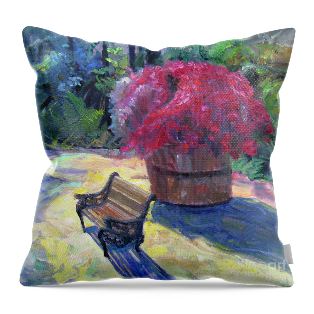 Garden Throw Pillow featuring the painting Garden of the Little People by John McCormick