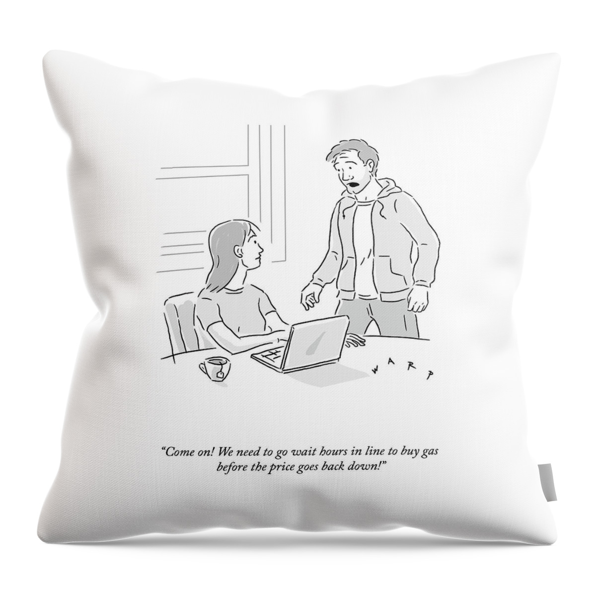 Gas Panic Couple Throw Pillow