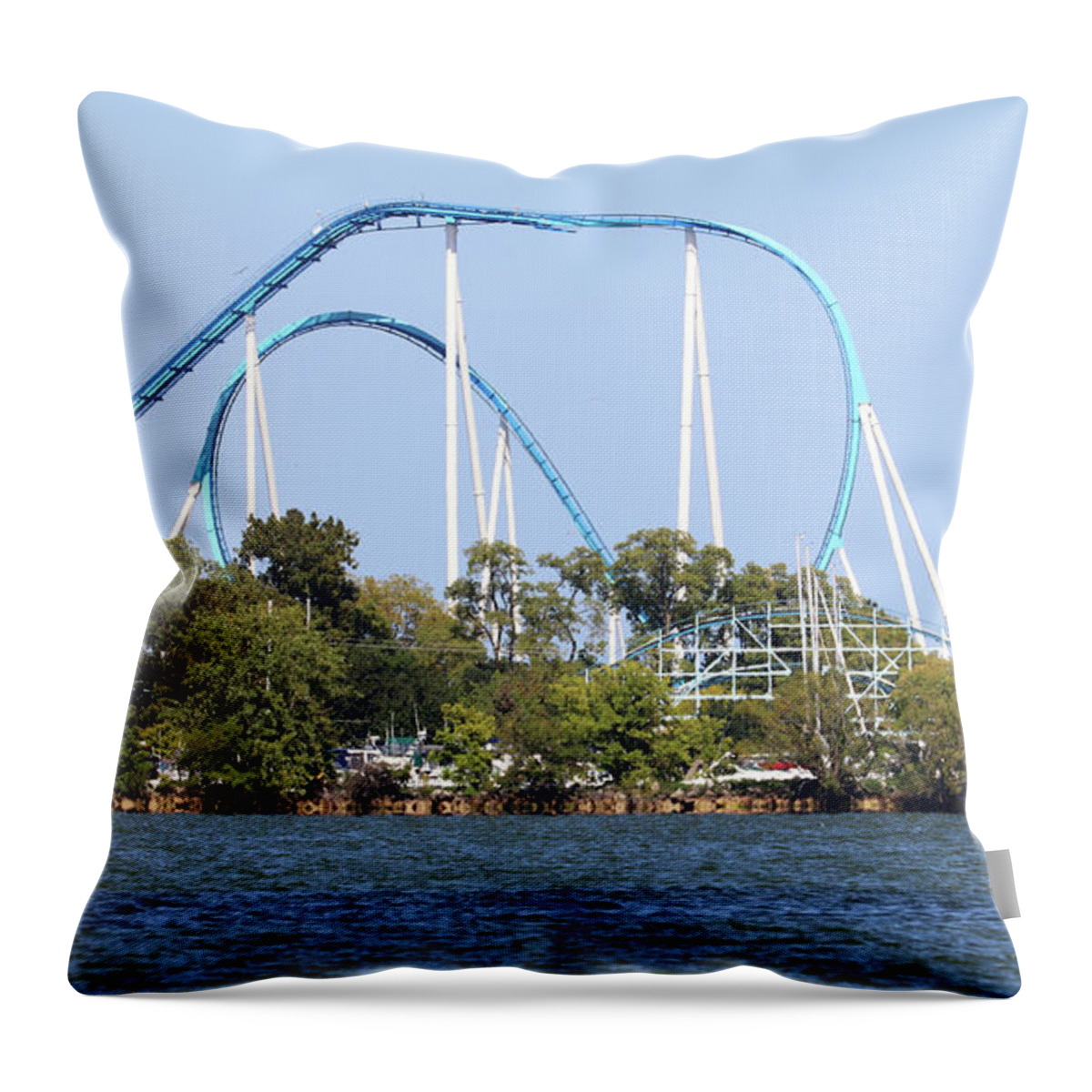 Cedar Point Throw Pillow featuring the photograph Gatekeeper Cedar Point 0472 by Jack Schultz