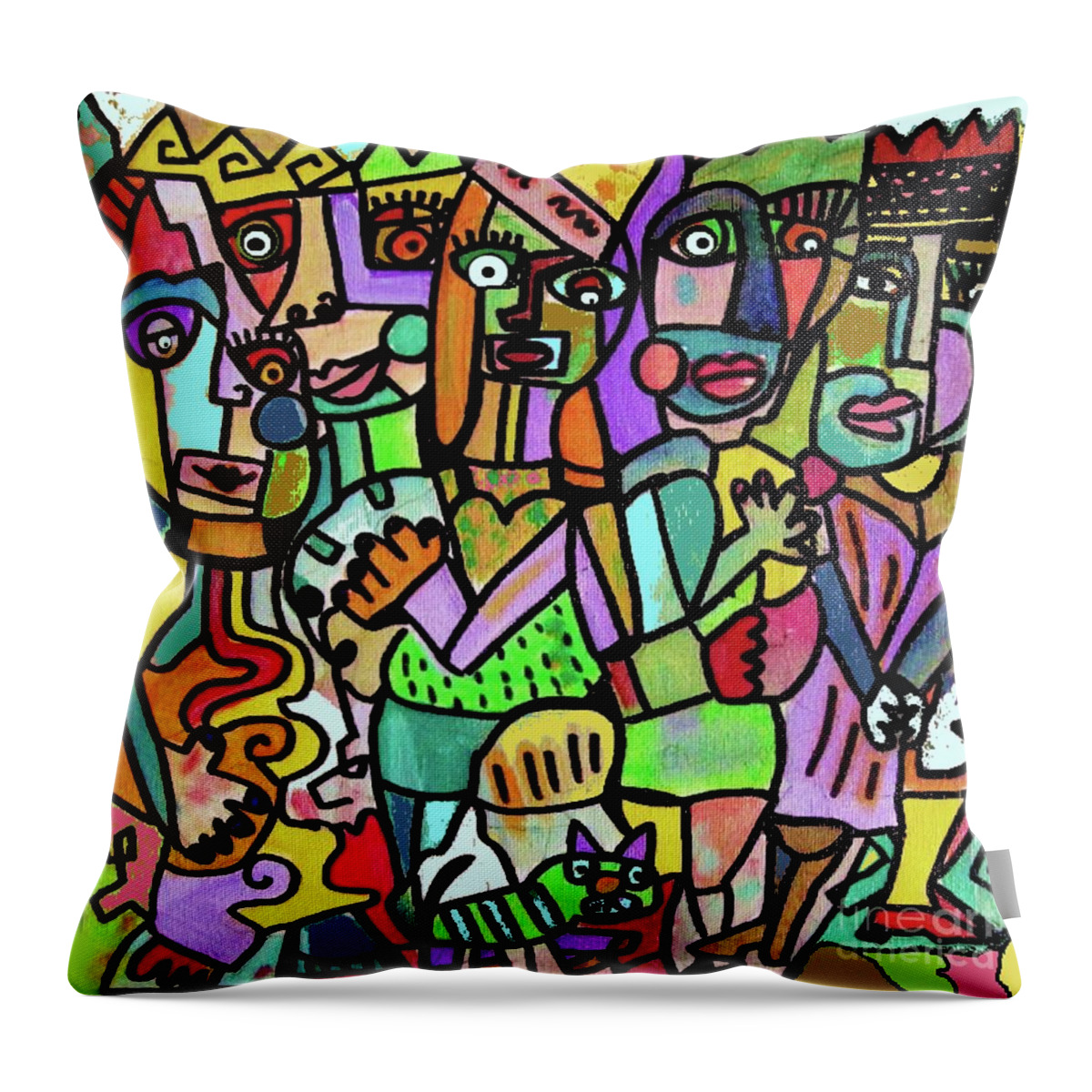Sandra Silberzweig Throw Pillow featuring the painting Tangled Lonely Hearts by Sandra Silberzweig