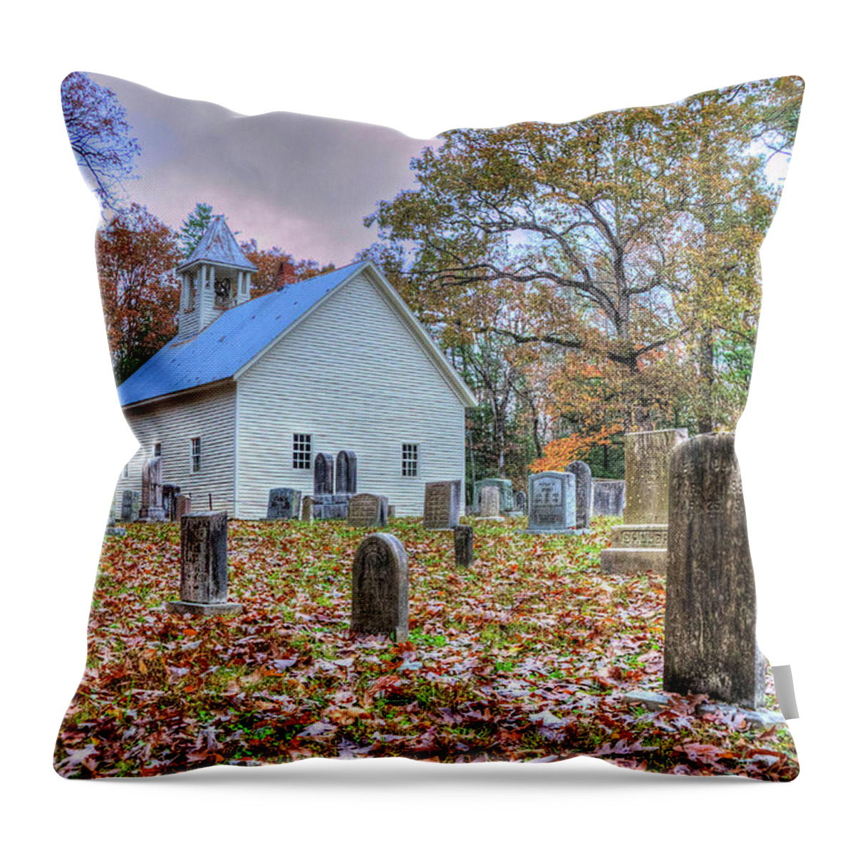 Cades Cove Throw Pillow featuring the photograph Gathered With The Saints by Randall Dill