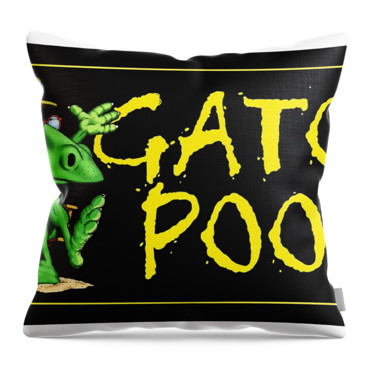 Adverting Artwork Throw Pillow featuring the digital art Gator Poop by Scott Ross